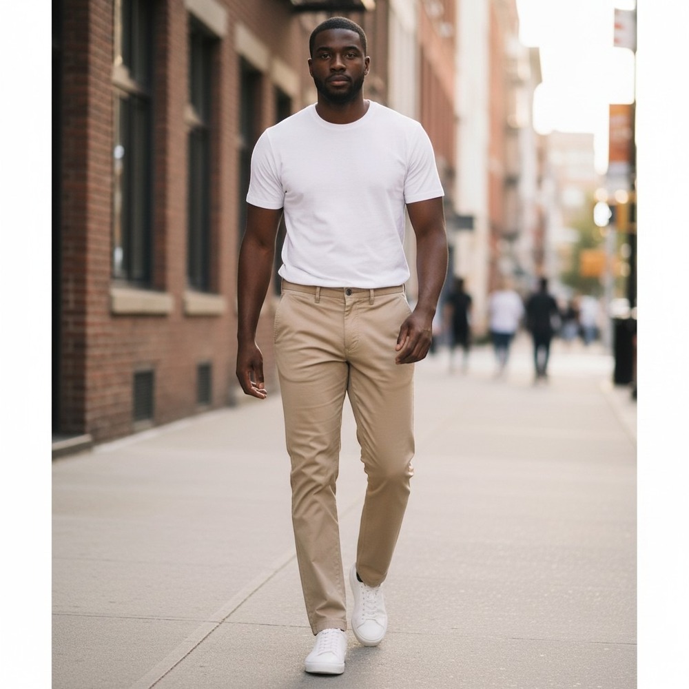 Spier & Mackay Slim Fit Chinos Tan Khaki Cotton Twill Pants Mens 33x29